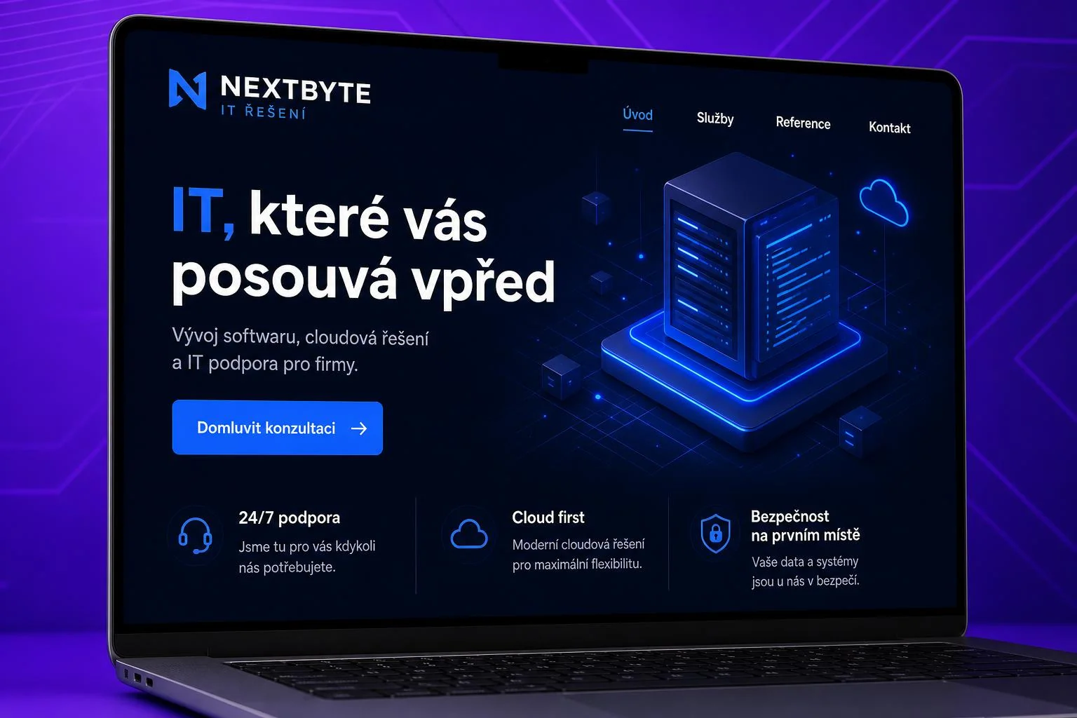 Ukázka možného řešení — Web pro IT a tech firmy
