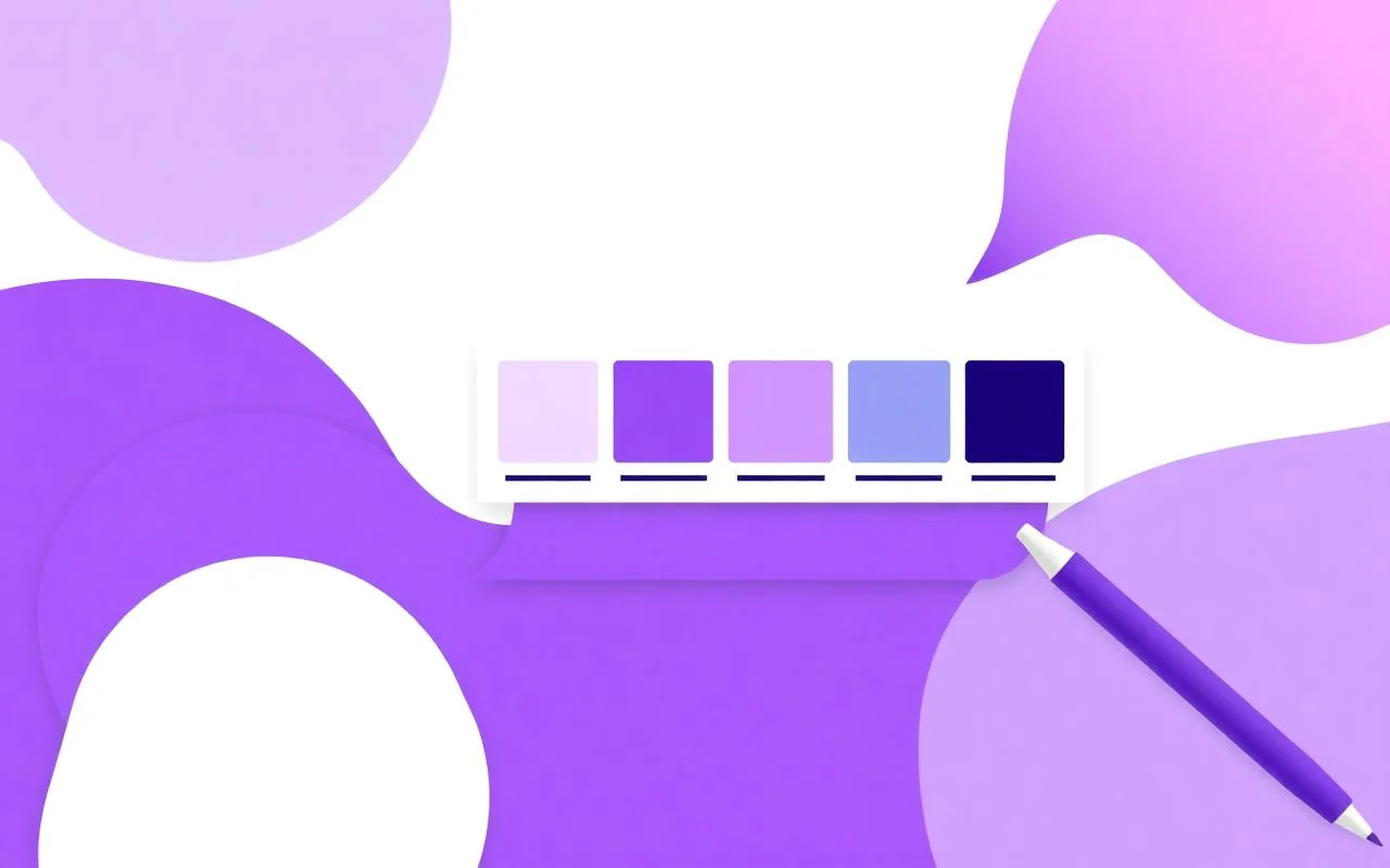 Grafický design — fialová ilustrace kreativních nástrojů